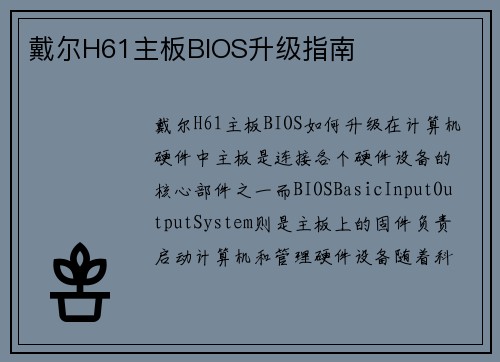 戴尔H61主板BIOS升级指南
